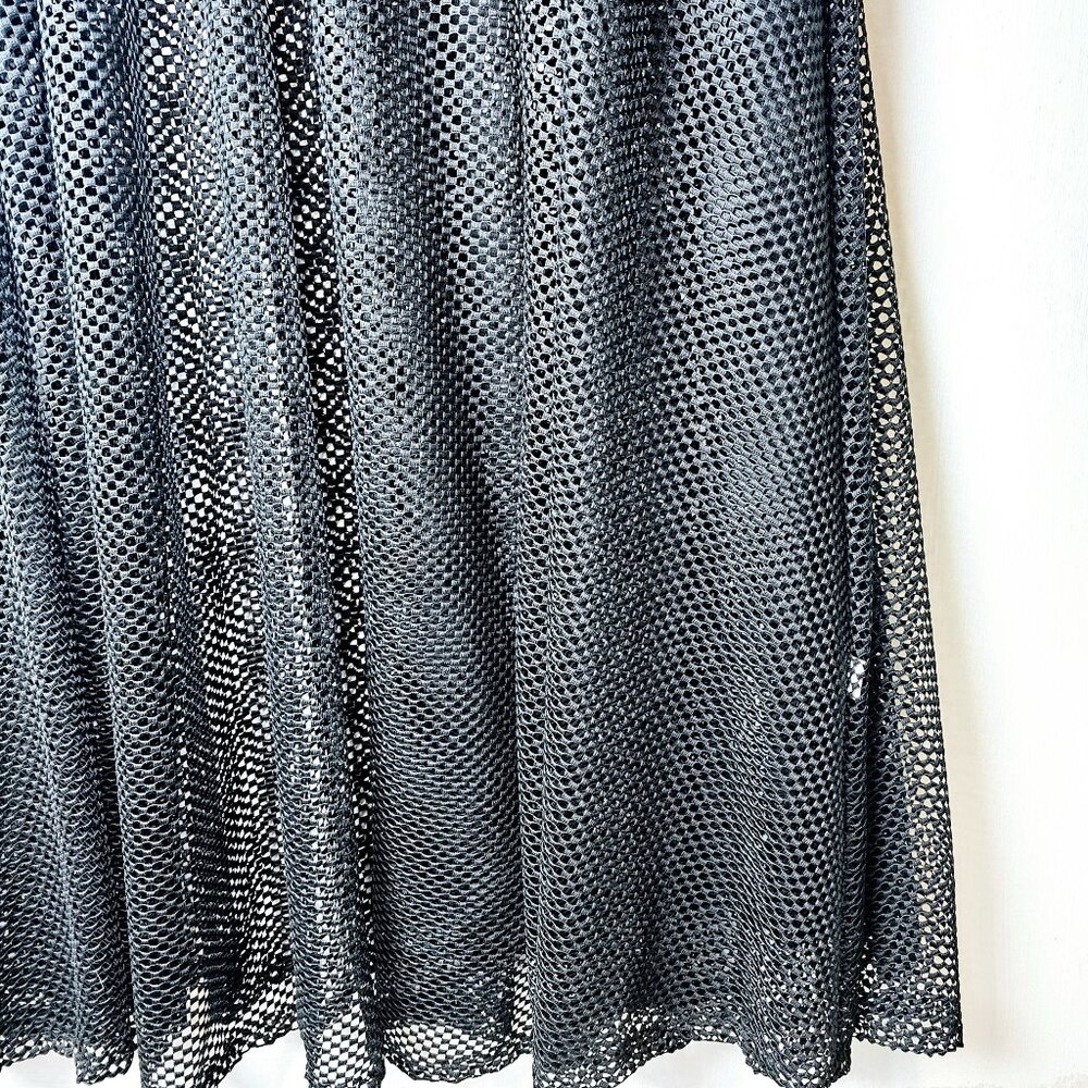 Posh Shoppe Sheer Feather Sleeve High Neck Full Mesh Black Dress,  1X, NWT - Picture 4 of 11